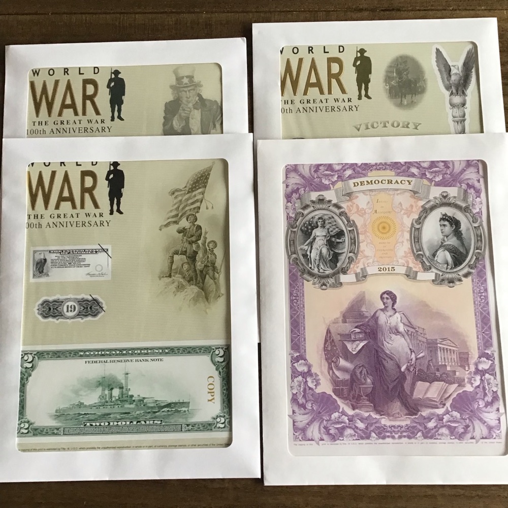 World War I Bureau of Engraving 100 Anniversary Sheets (4 Sheets)